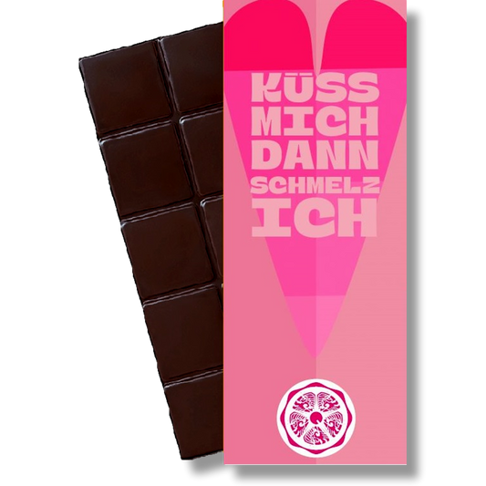 SweetGreets organic chocolate with greeting card "Kiss me and I'll melt"