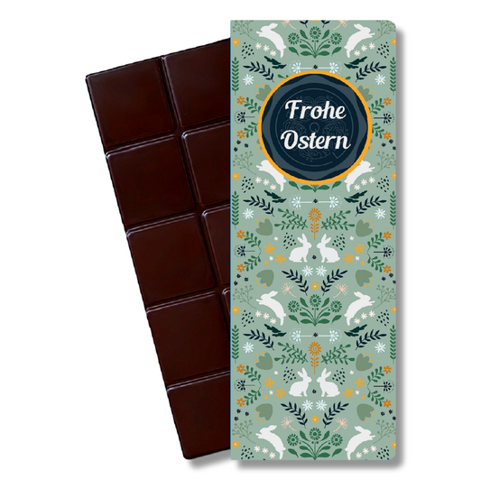 Bio Osterschokolade PUR 73% "Frohe Ostern"