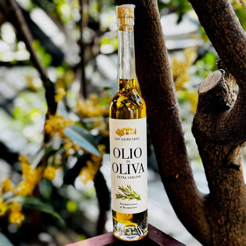 Bio Olivenöl extra vergine edel verfeinert mit Rosmarin 100 ml – Flasche in Produktansicht