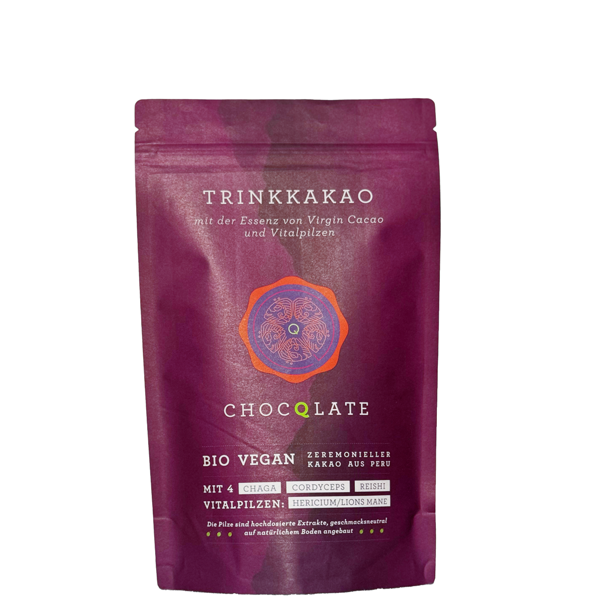CHOCQLATE Bio Kakaogetränk mit Vitalpilzen gesüßt 200 g – Produktansicht