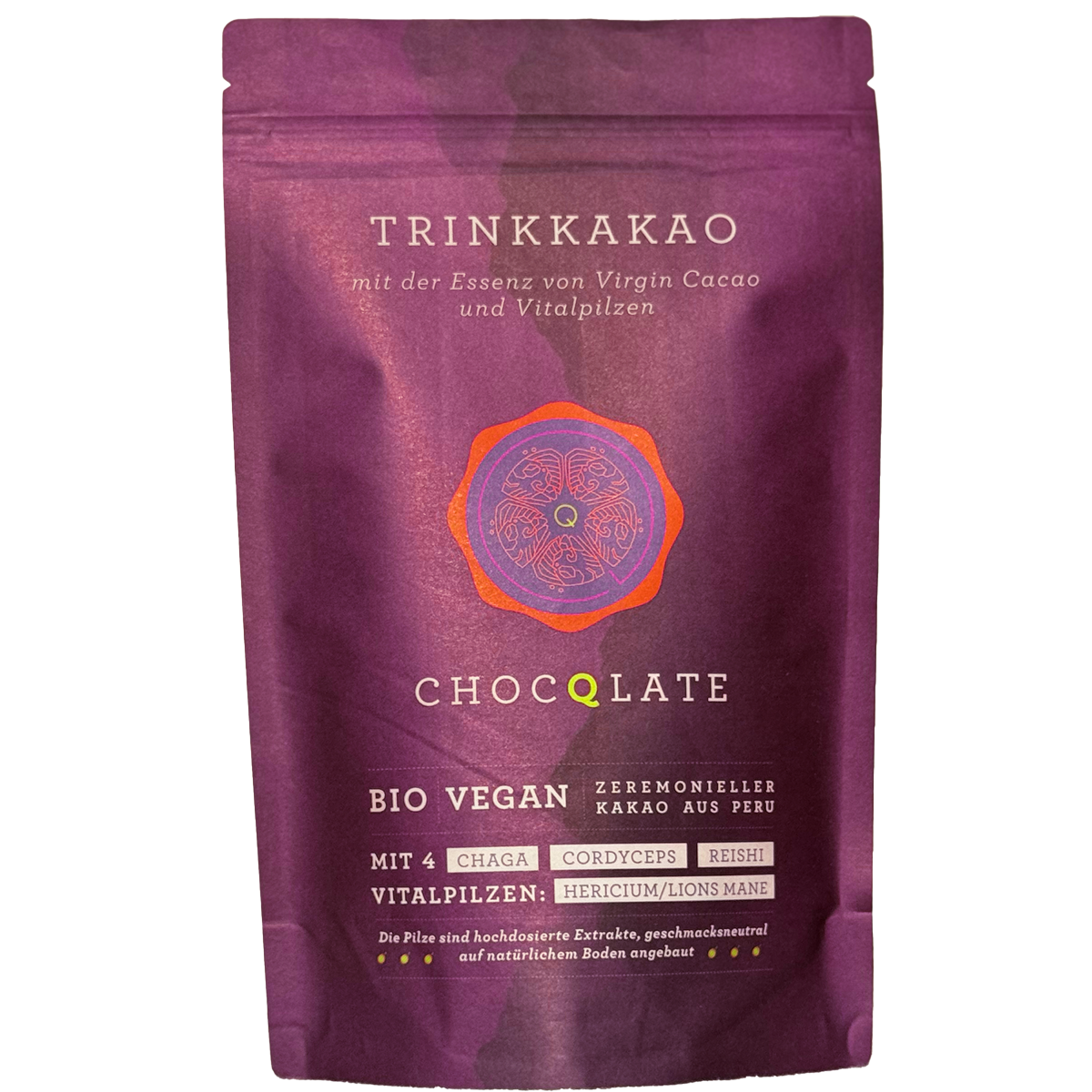 CHOCQLATE Bio Kakaogetränk mit Vitalpilzen gesüßt 500 g – Produktansicht