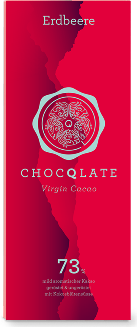 CHOCQLATE Erdbeer Bio Schokolade 73 % – Vorderseite der Verpackung
