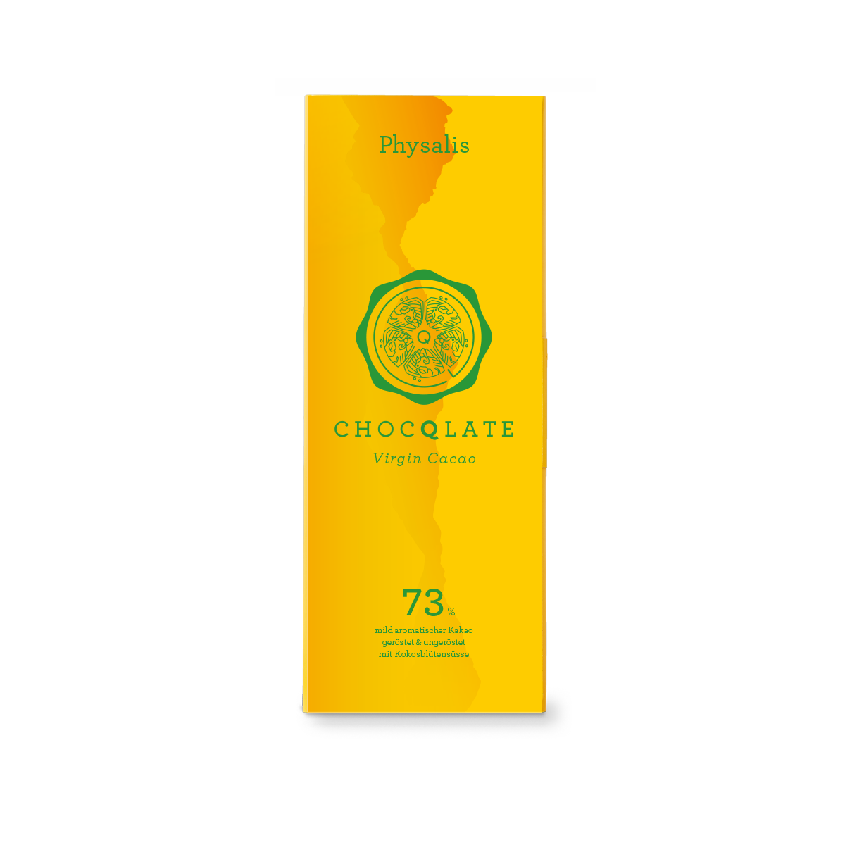 CHOCQLATE Physalis Bio Schokolade 73 % – Vorderseite der Verpackung