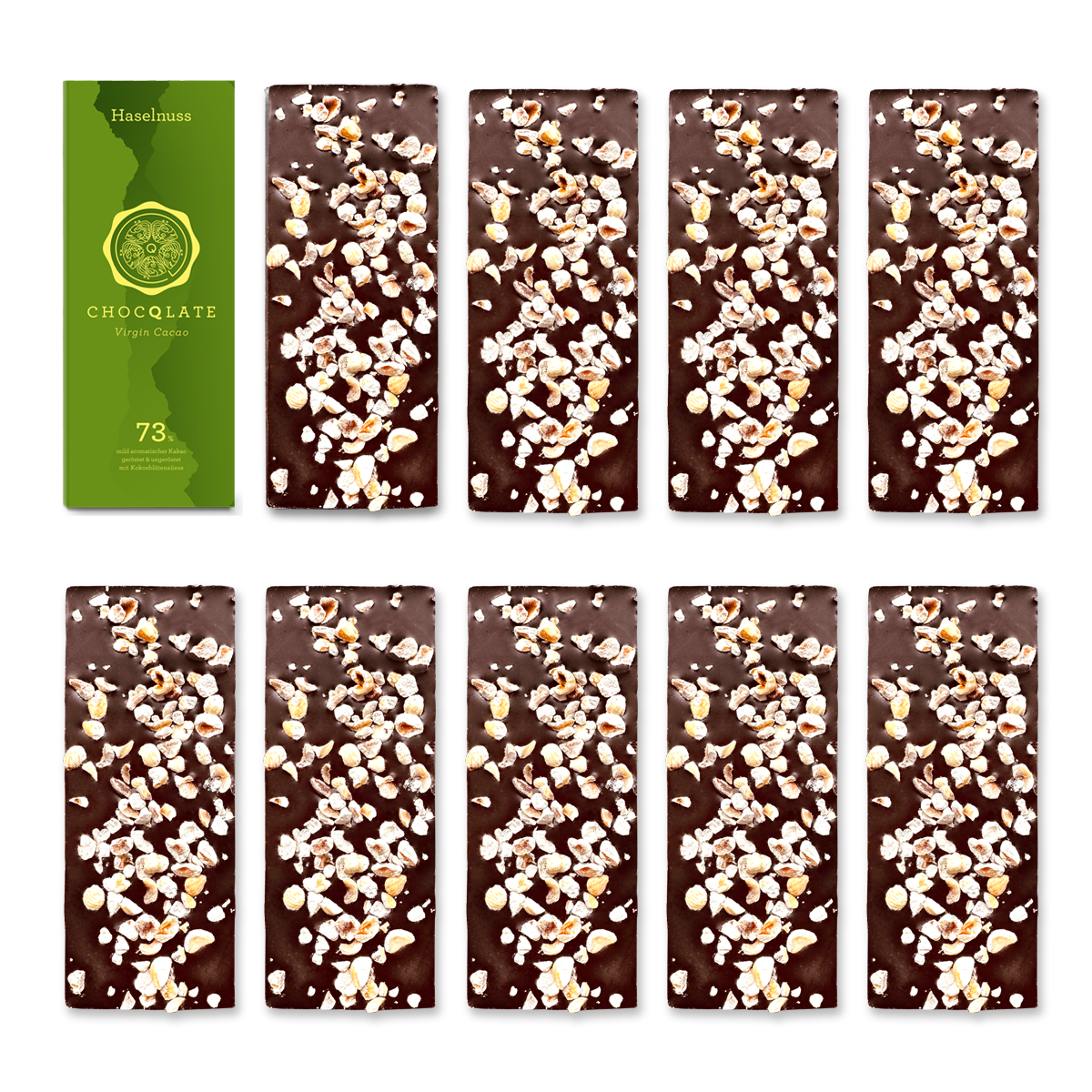 1+9 Refill Haselnuss Schokoladen 73% mit Virgin Cacao