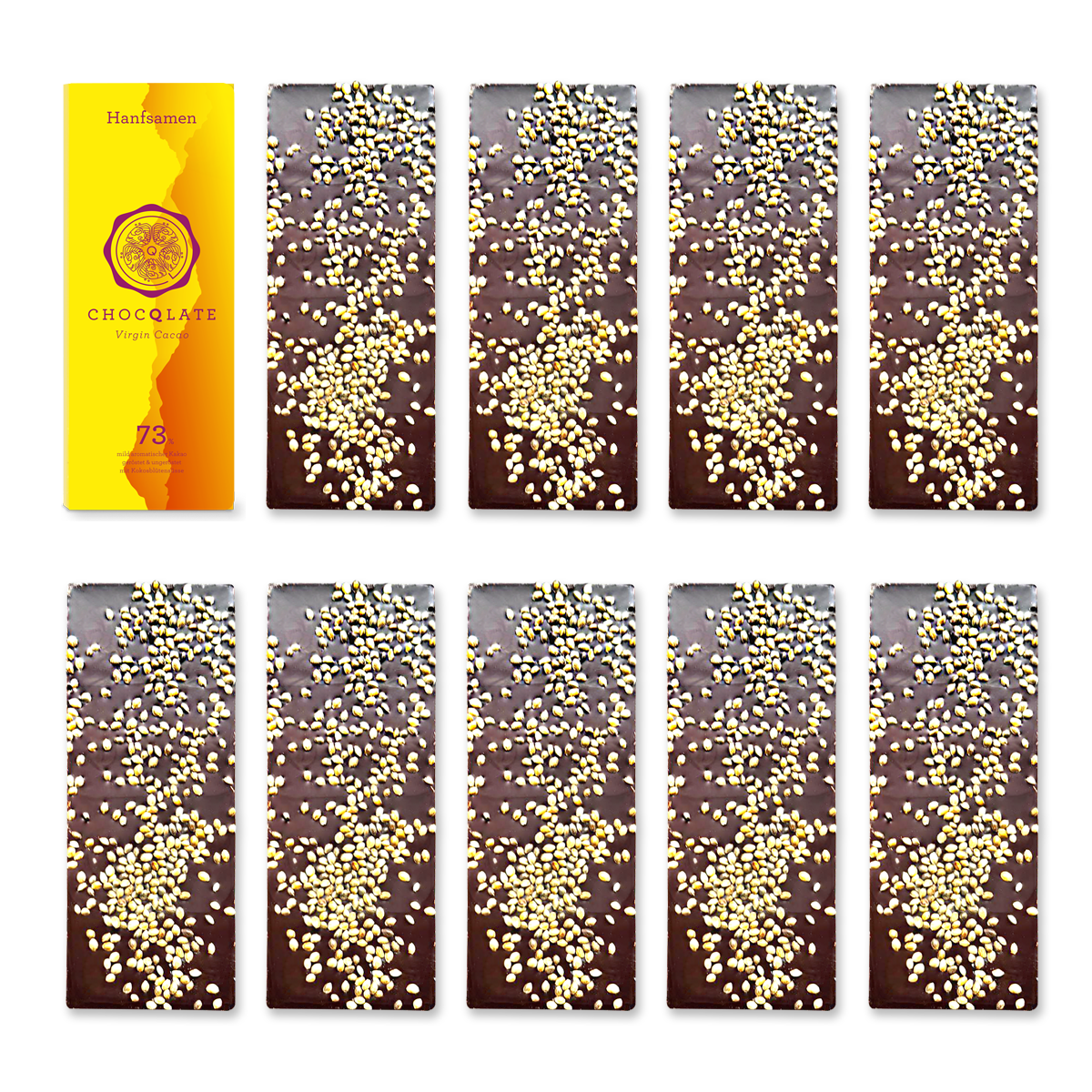 1+9 Refill Hanfsamen Schokoladen 73% mit Virgin Cacao