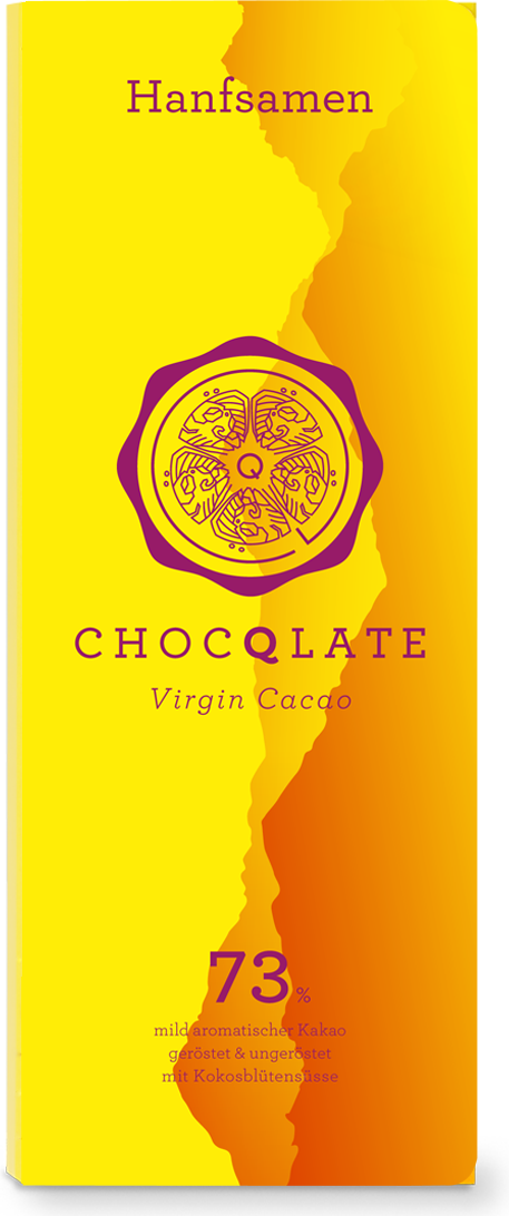 CHOCQLATE Hanfsamen Bio Schokolade 73 % – Vorderseite der Verpackung