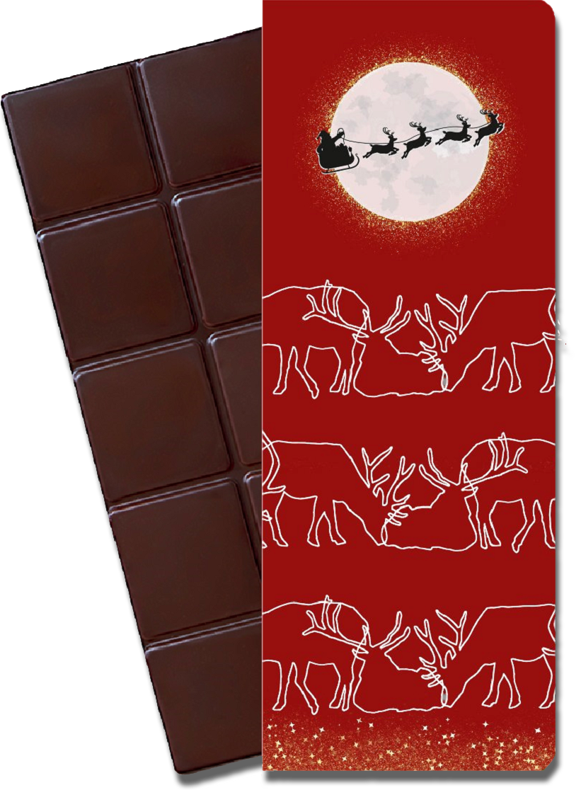 CHOCQLATE „Santa Claus“ Gewürzschokolade 73 % – Verpackung und Schokolade