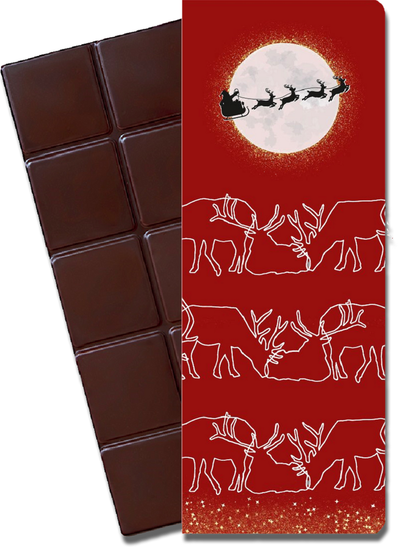 CHOCQLATE „Santa Claus“ Gewürzschokolade 73 % – Verpackung und Schokolade