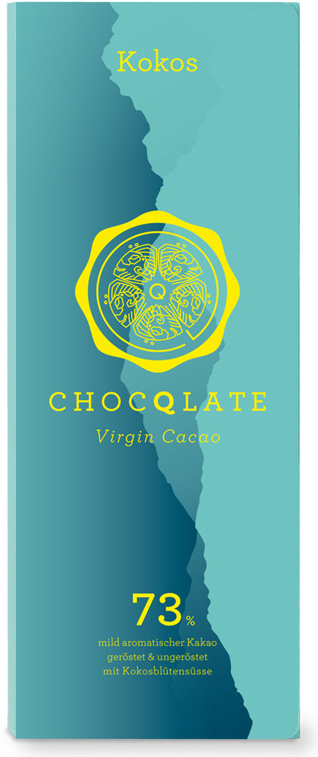 CHOCQLATE Kokos Bio Schokolade 73 % – Vorderseite der Verpackung
