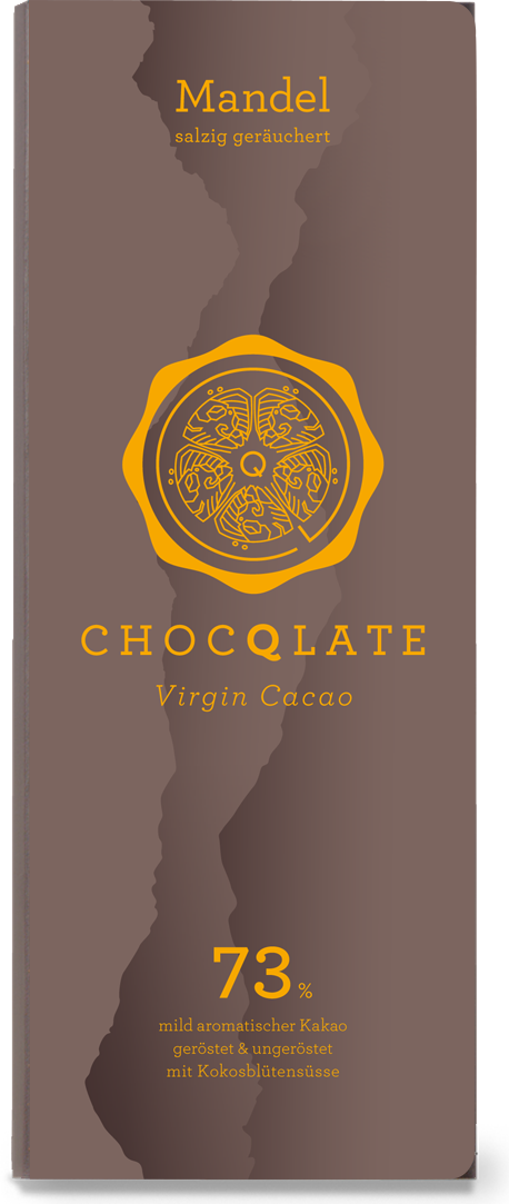 CHOCQLATE Mandel Bio Schokolade 73 % – Vorderseite der Verpackung