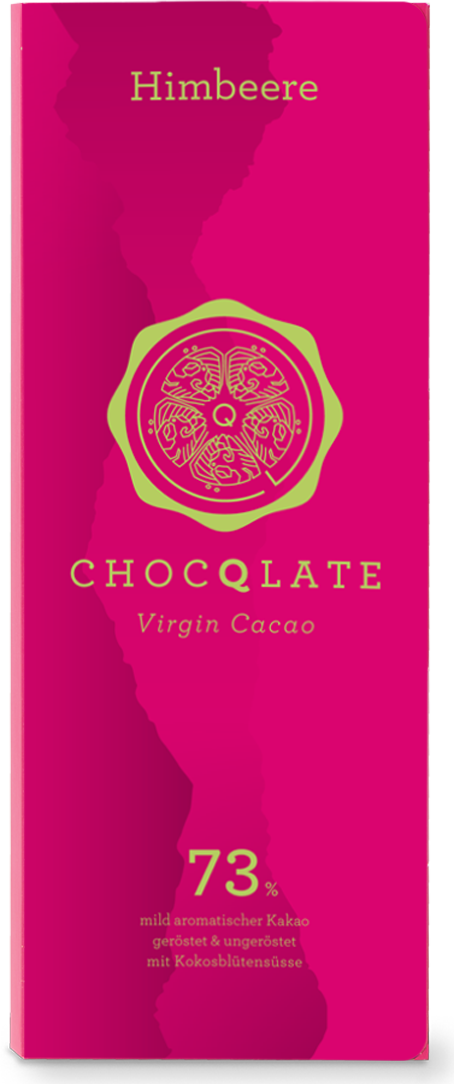 CHOCQLATE Himbeere Bio Schokolade 73 % – Vorderseite der Verpackung