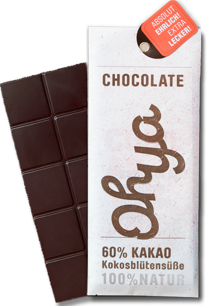 CHOCQLATE „Ohya“ Schokolade 60 % – Verpackung und Schokolade