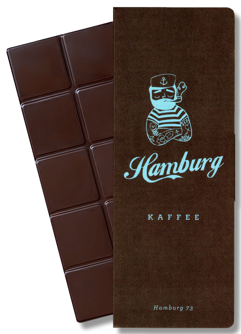 CHOCQLATE Kaffee Bio Schokolade 73 % – Verpackung und Schokolade mit Kaffee
