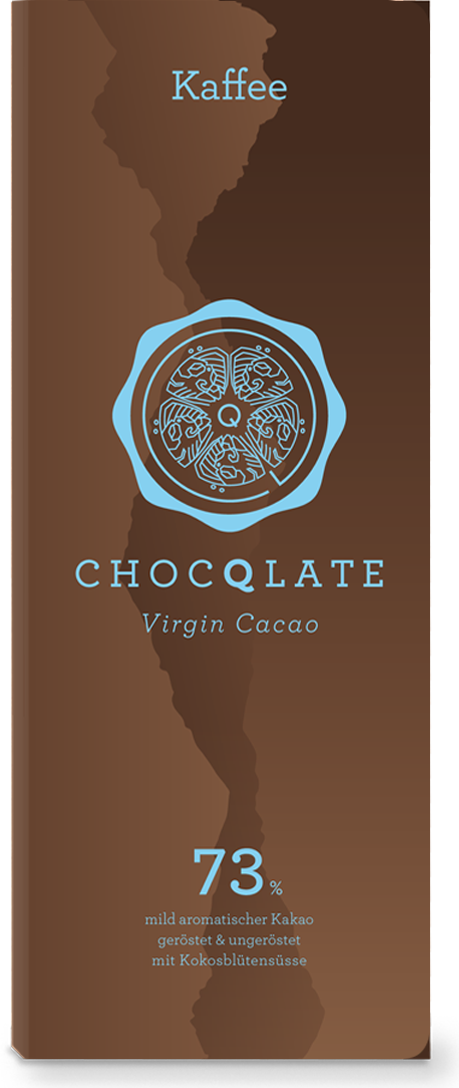 CHOCQLATE Kaffee Bio Schokolade 73 % – Vorderseite der Verpackung