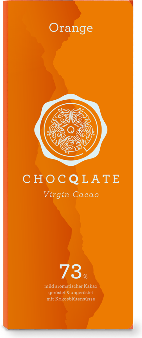 CHOCQLATE Orange Bio Schokolade 73 % – Vorderseite der Verpackung