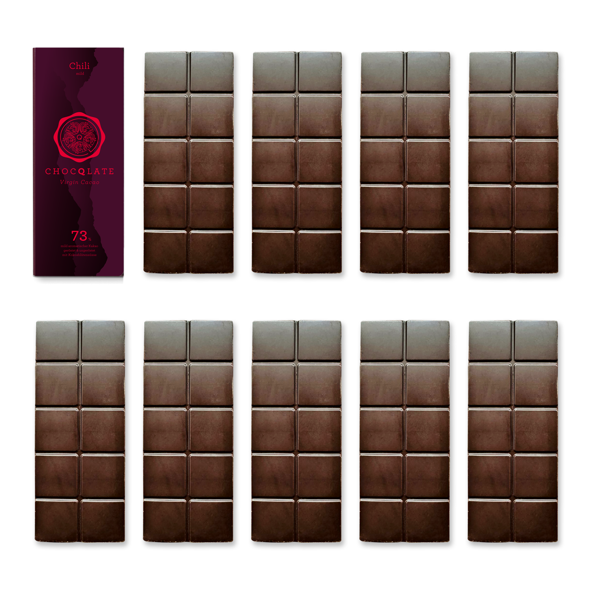 1+9 Refill Chili Schokoladen 73% mit Virgin Cacao
