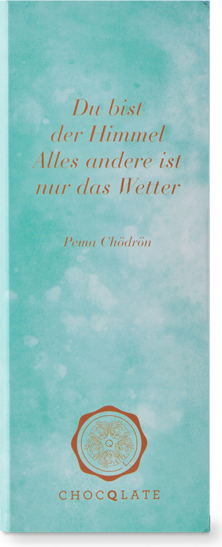 CHOCQLATE „Du bist der Himmel“ Schokolade 50 % mit Haselnussmus – Vorderseite der Verpackung