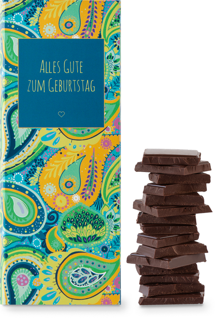 CHOCQLATE „Alles Gute zum Geburtstag“ CHOCQLATE Bio Schokolade 50 % Kakao – weitere Produktansicht