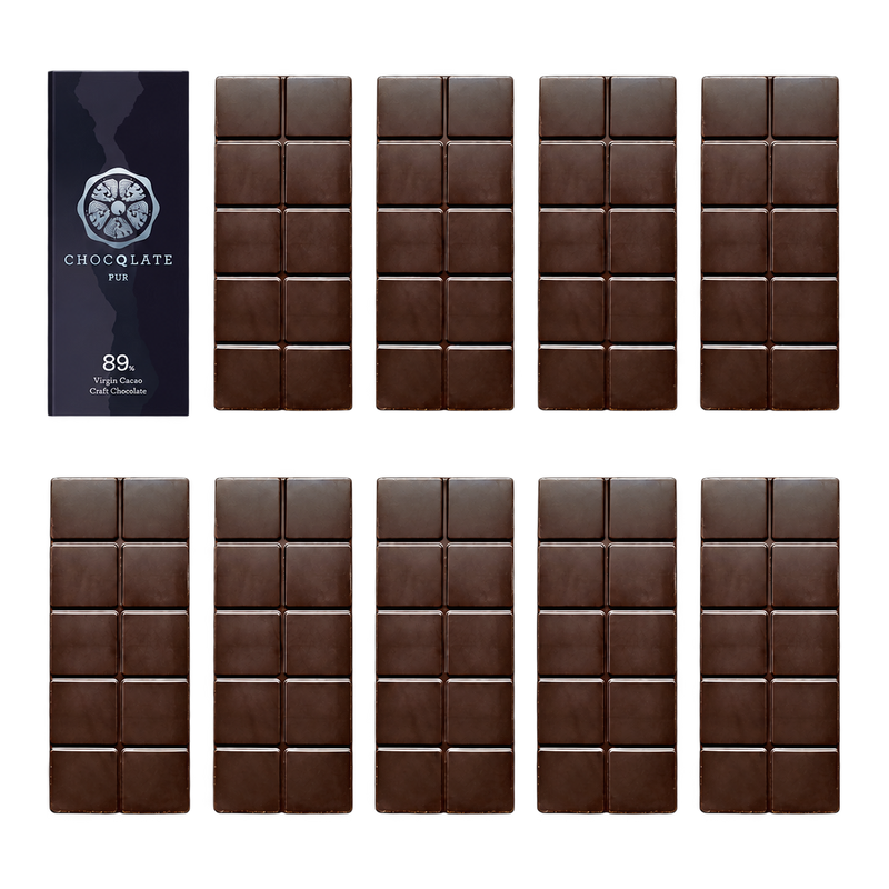 CHOCQLATE Refill Pur 89 % – 1 verpackte und 9 primärverpackte Tafeln