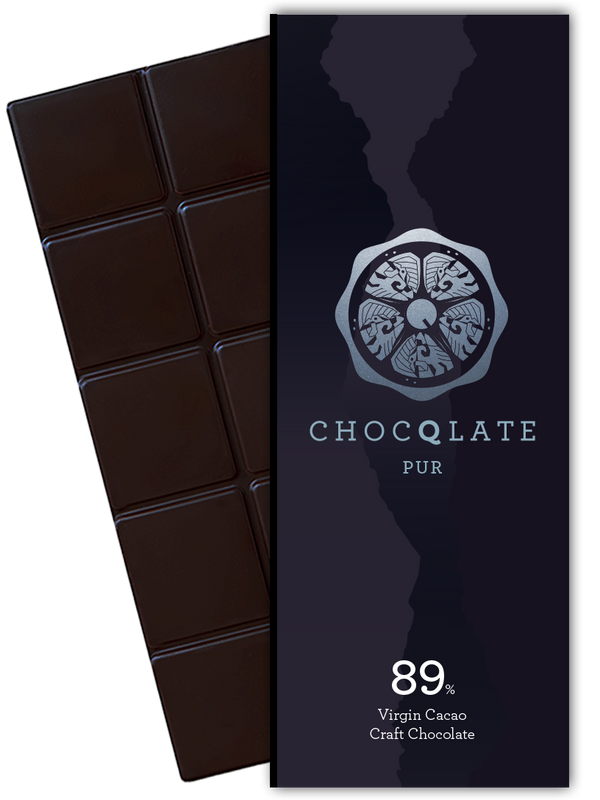 CHOCQLATE Pur Bio Schokolade 89 % – Verpackung und dunkle Schokoladentafel