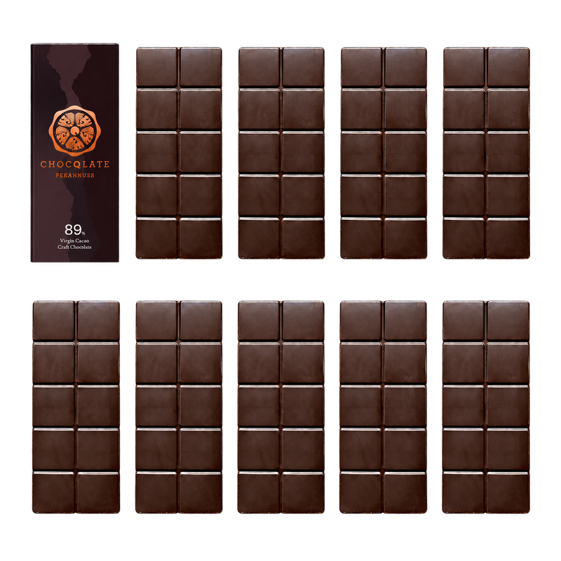 CHOCQLATE Refill Pekannuss 89 % – 1 verpackte und 9 primärverpackte Tafeln