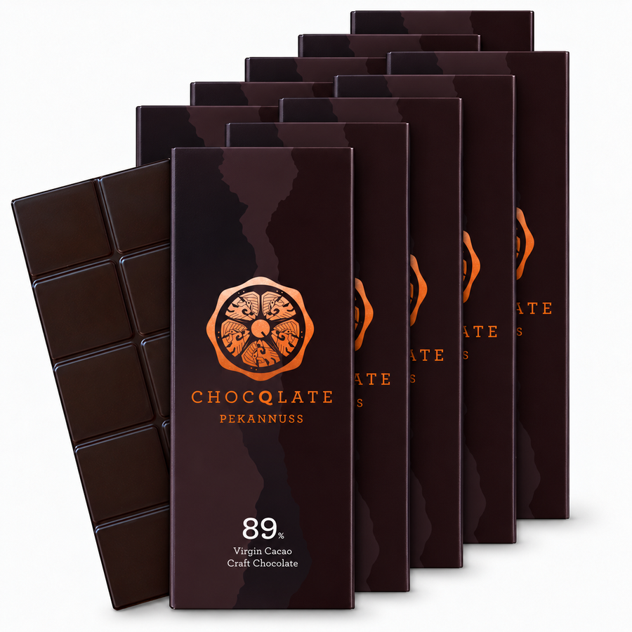 Vorratspaket Pekannuss Bio Schokolade 89% mit Virgin Cacao – zehn Tafeln