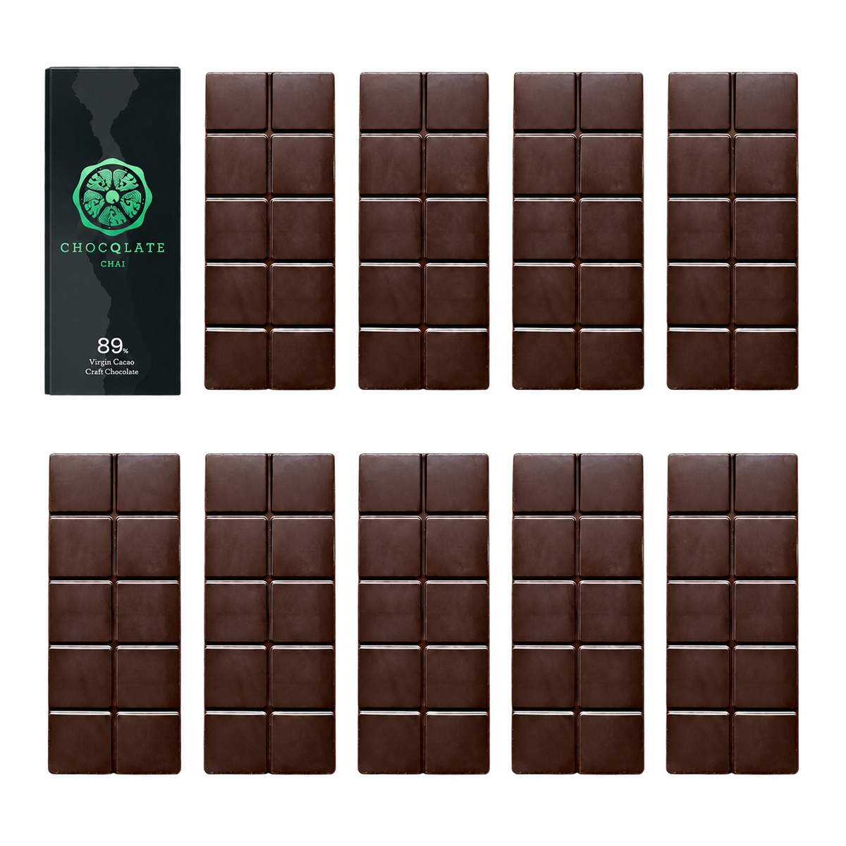 CHOCQLATE Refill Chai 89 % – 1 verpackte und 9 primärverpackte Tafeln