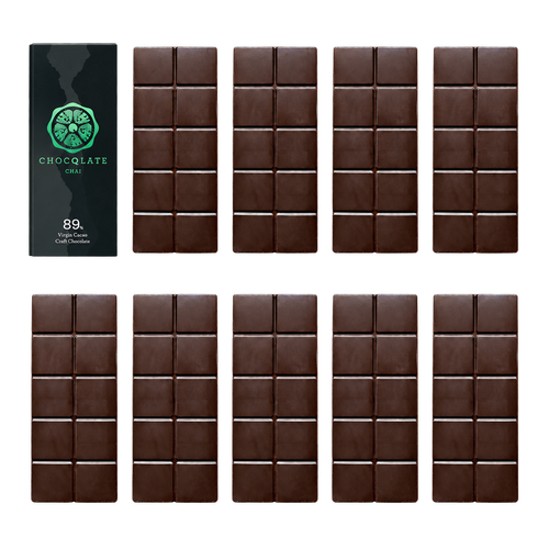 CHOCQLATE Refill Chai 89 % – 1 verpackte und 9 primärverpackte Tafeln