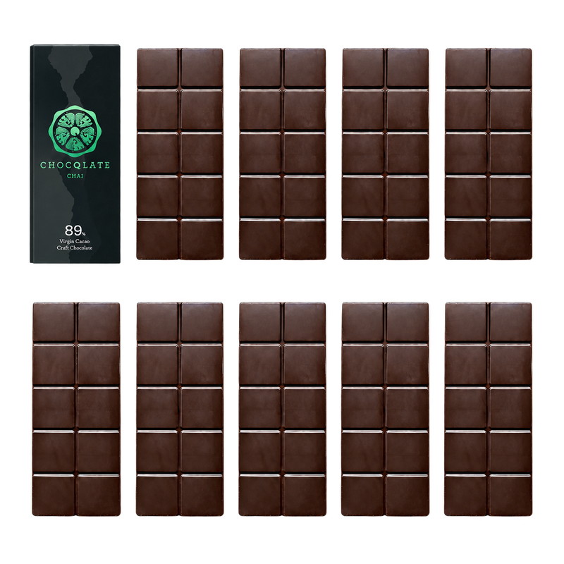 CHOCQLATE Refill Chai 89 % – 1 verpackte und 9 primärverpackte Tafeln