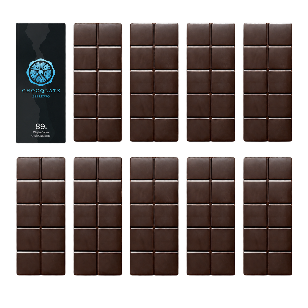 CHOCQLATE Refill Espresso 89 % – 1 verpackte und 9 primärverpackte Tafeln