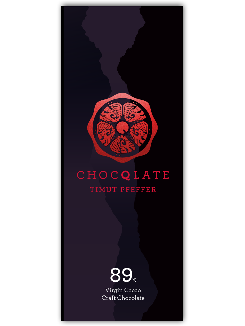 CHOCQLATE Timut Pfeffer Bio Schokolade 89 % – Vorderseite der Verpackung