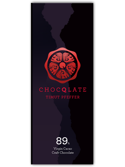 CHOCQLATE Timut Pfeffer Bio Schokolade 89 % – Vorderseite der Verpackung
