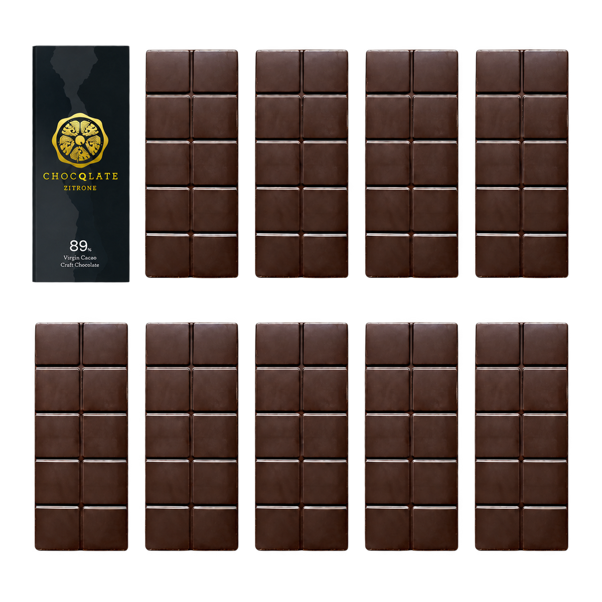 CHOCQLATE Refill Zitrone 89 % – 1 verpackte und 9 primärverpackte Tafeln