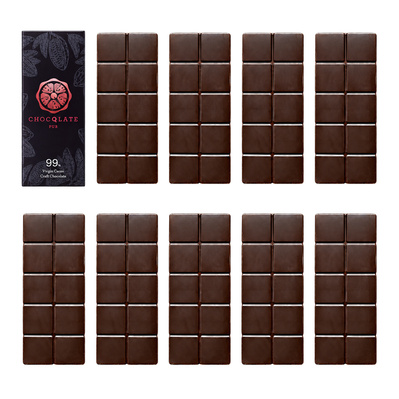 CHOCQLATE Refill Pur 99 % – 1 verpackte und 9 primärverpackte Tafeln