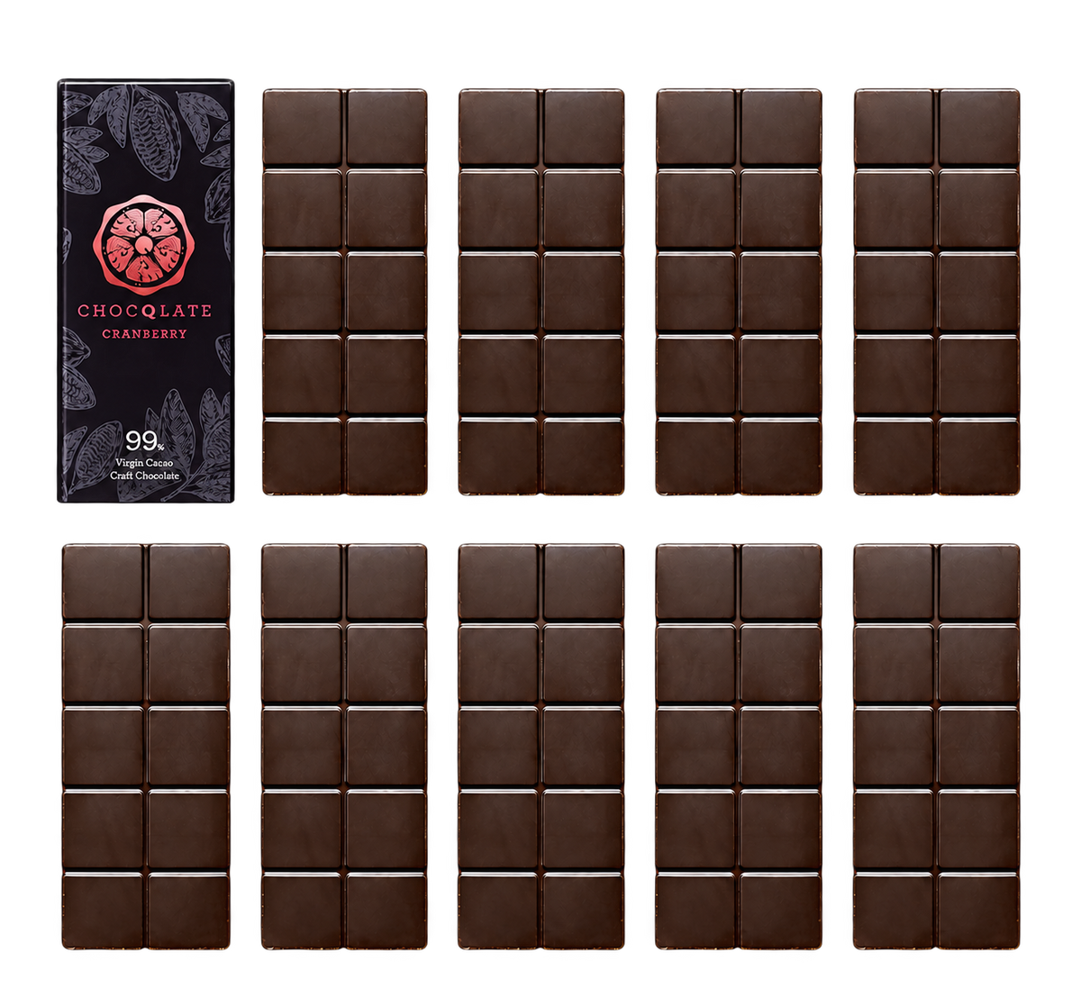 CHOCQLATE Refill Cranberry 99 % – 1 verpackte und 9 primärverpackte Tafeln
