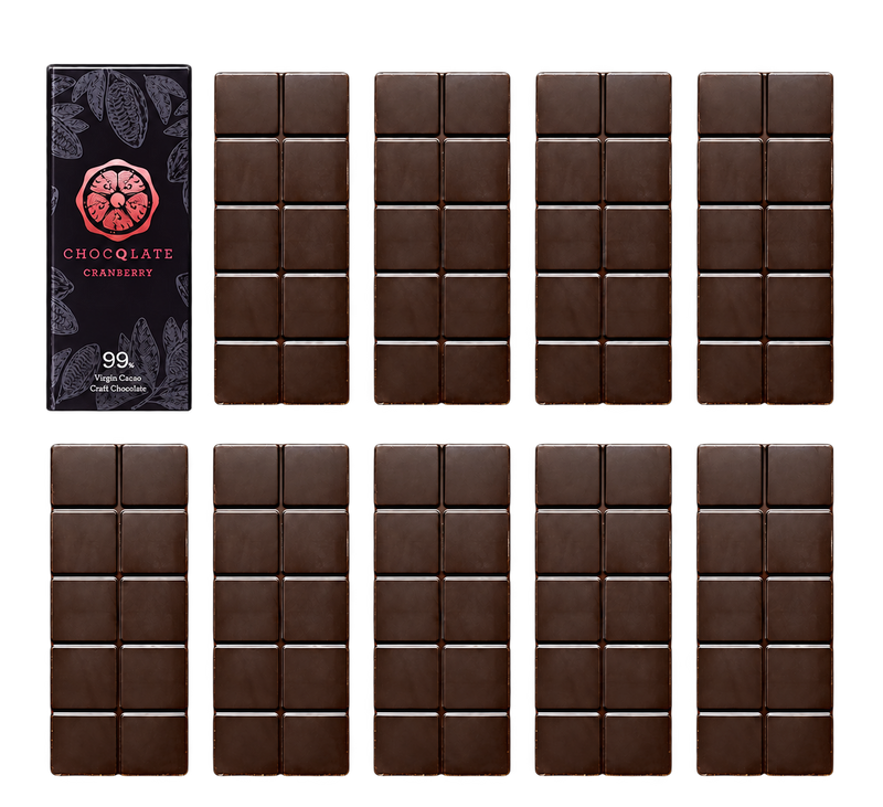 CHOCQLATE Refill Cranberry 99 % – 1 verpackte und 9 primärverpackte Tafeln