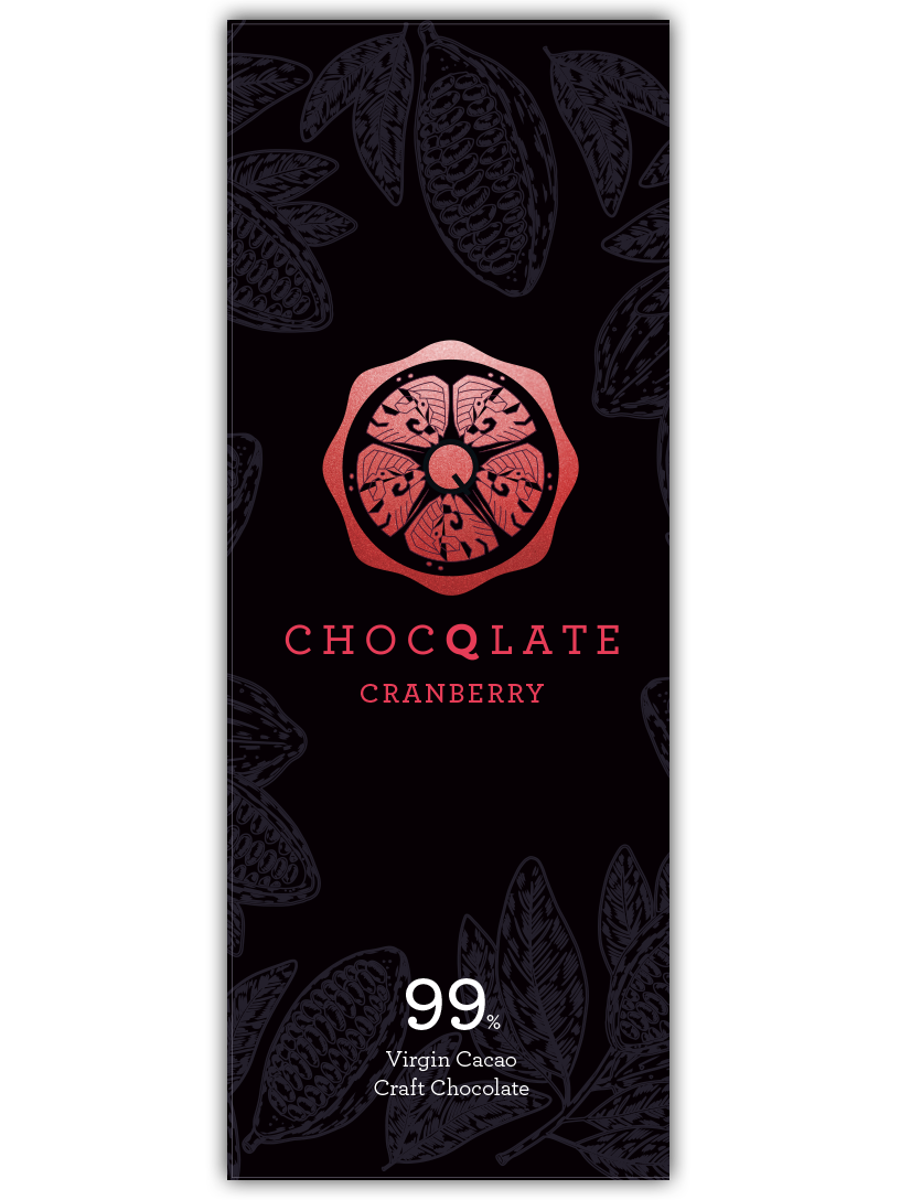 CHOCQLATE Cranberry Bio Schokolade 99 % – Vorderseite der Verpackung