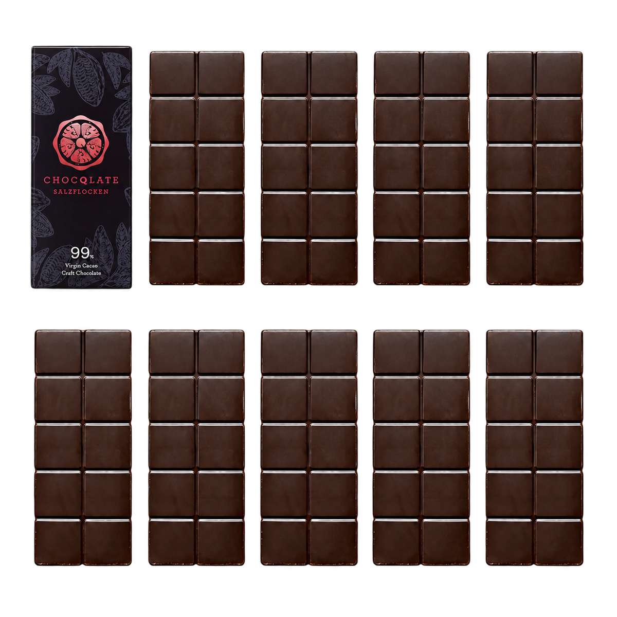 CHOCQLATE Refill Salzflocken 99 % – 1 verpackte und 9 primärverpackte Tafeln