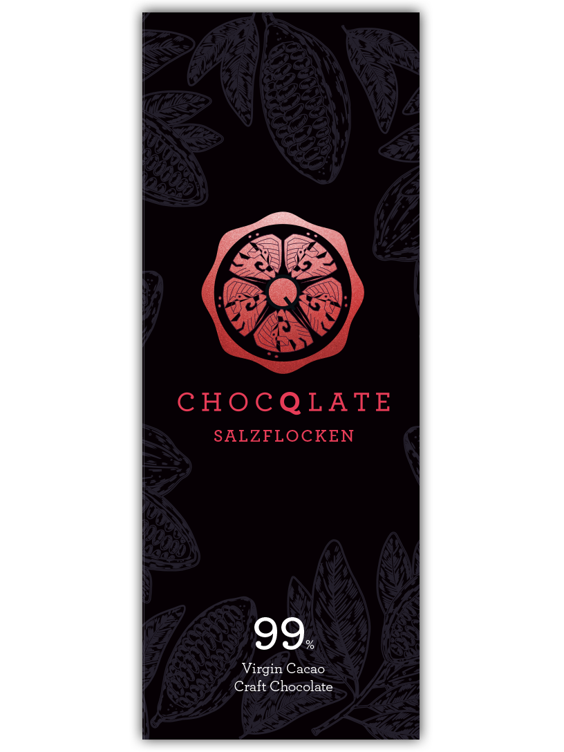 CHOCQLATE Fleur de Sel Bio Schokolade 99 % – Vorderseite der Verpackung