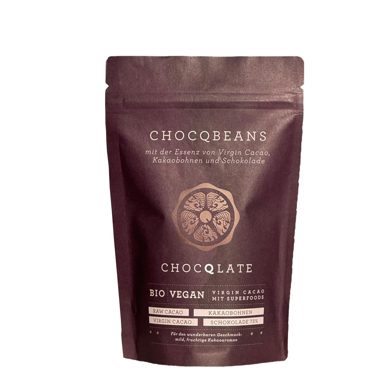 CHOCQLATE Bio Virgin Kakaobohnen mit Schokolade überzogen 200 g – Produktansicht