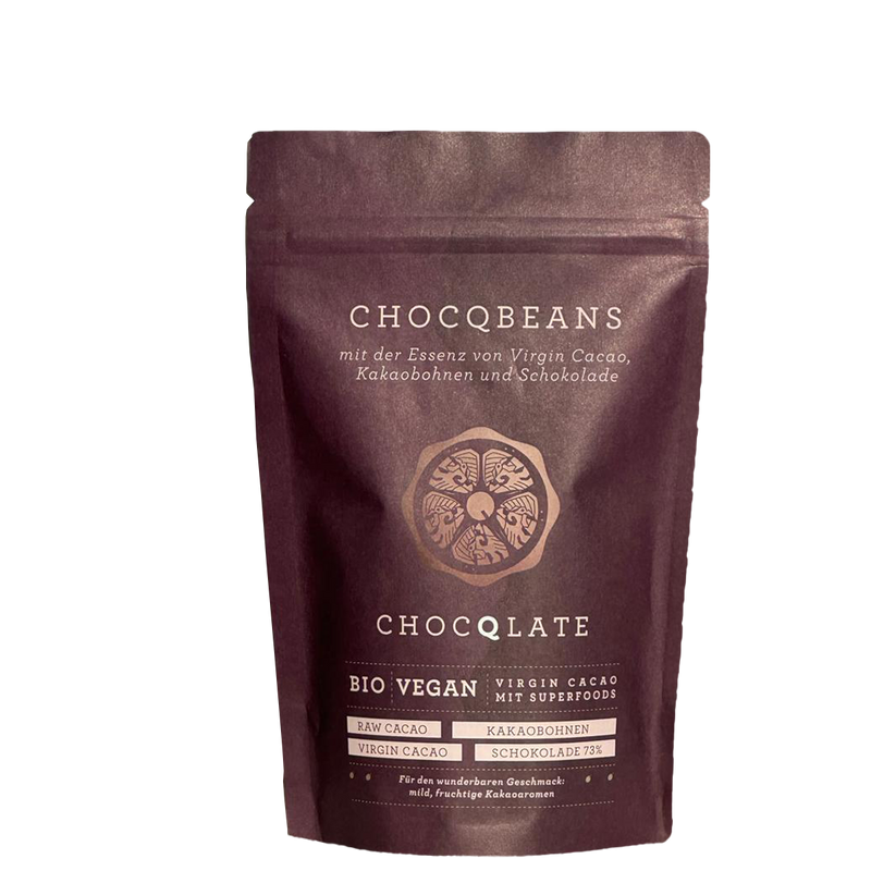 CHOCQLATE Bio Virgin Kakaobohnen mit Schokolade überzogen 200 g – Produktansicht