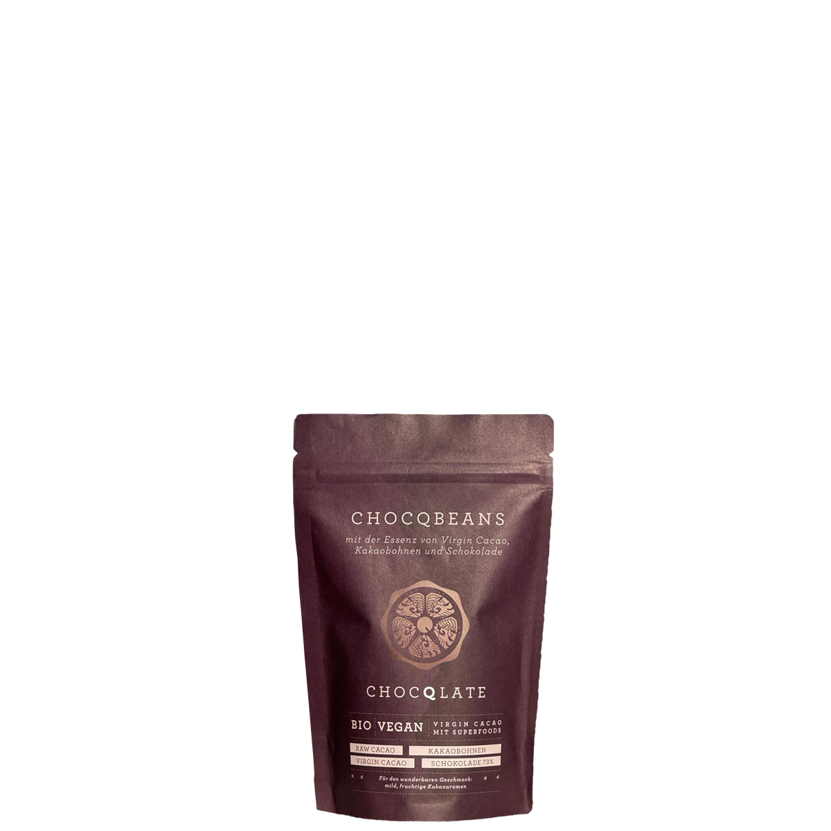 CHOCQLATE Bio Virgin Kakaobohnen mit Schokolade überzogen 75 g – Produktansicht