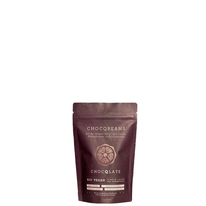 CHOCQLATE Bio Virgin Kakaobohnen mit Schokolade überzogen 75 g – Produktansicht