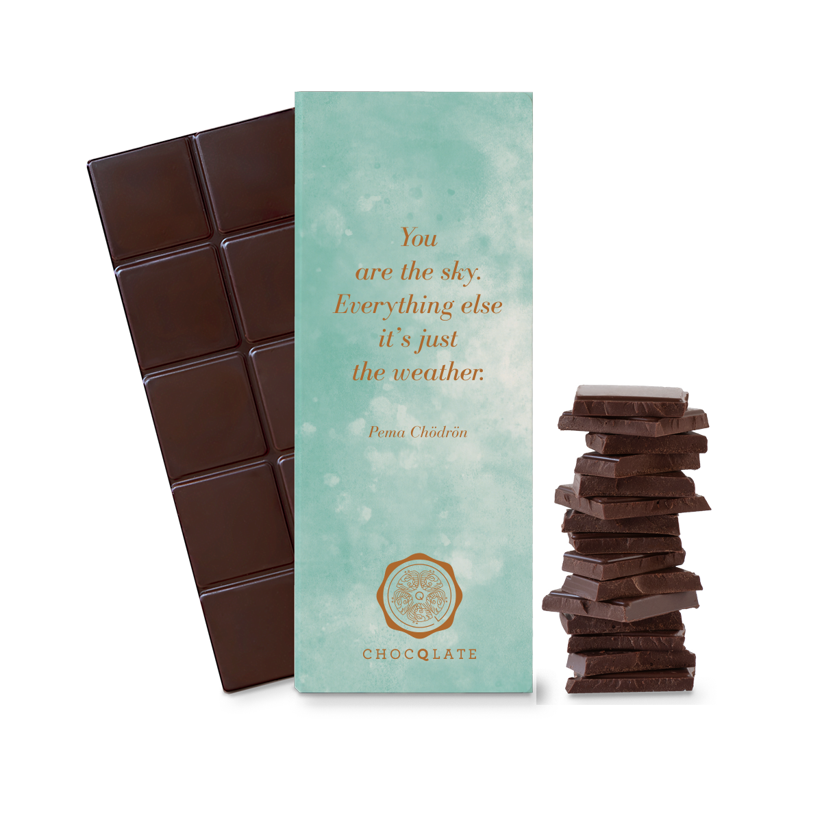 “You are the sky. Everything else it’s just the weather.” CHOCQLATE organic chocolate 50% cacao
