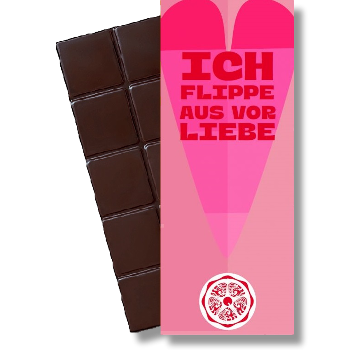 SweetGreets Bio-Schokolade mit Grußkarte "Ich Flippe aus vor Liebe"