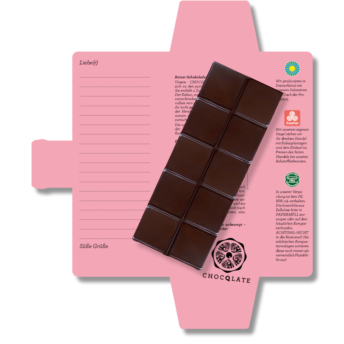 Chocolate orgánico SweetGreets con tarjeta de felicitación "Bésame y me derretiré"